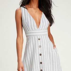 NWT Lulu's Shayden Light Blue Multi Striped Mini Dress | Size Small